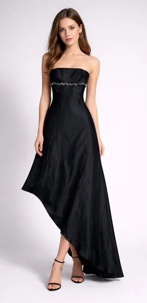 Vintage Cache Strapless Beaded Asymmetric Prom Dress Lace Up Back Evening Party thumbnail 1