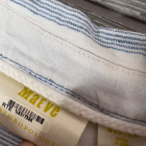 Anthropologie Maeve Edinboro Linen Top blue white‎ sz M thumbnail 8