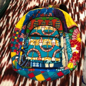 Unique Unisex African custom handmade patchwork backpack school work laptop computer bag purse large Measurement in pics thumbnail 3