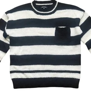Olive Scent Striped Knit Crewneck Sweater Size Small Black White Grunge Coquette thumbnail 4