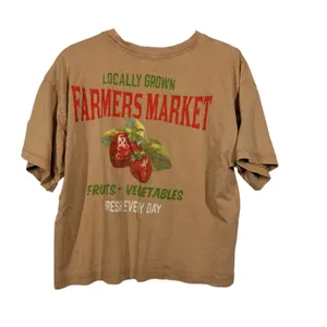 Urban Nation Farmers Market Graphic T-Shirt Tan Brown Size L Strawberry Tee thumbnail 2