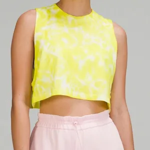 Lululemon All Yours Crop Tank Top Tie Dye 6 Neon Yellow thumbnail 1