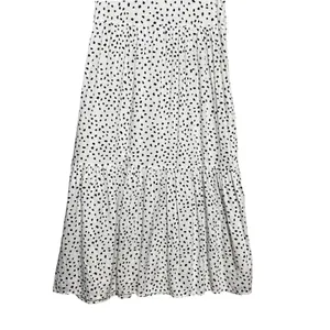 Beach Lunch Lounge Midi Tiered Babydoll Dress XS White Black Polka Dot‎ Cottage thumbnail 4