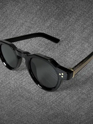 Black Round Sunglasses Gold Rivet Retro Style - Unbranded thumbnail 2