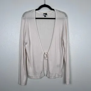 Torrid Women Super Soft Tie-Front‎ Cardigan Ivory Ribbed Knit Sweater 2X thumbnail 2