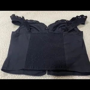 Free People Baby Scallop Top Cropped Off Shoulder Sweetheart neckline top.Large thumbnail 6