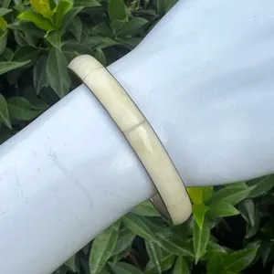 Brass mother of pearl vintage bangle bracelet thumbnail 2