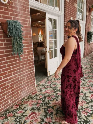 Strapless Velvet Floral Maxi Dress thumbnail 4