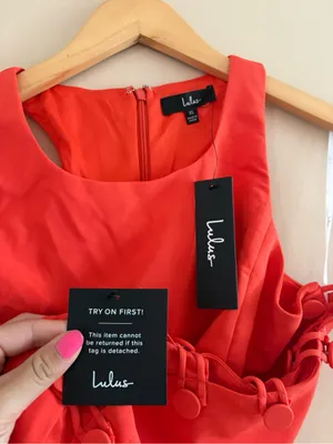 Lulus Masterfully Mod Bright Orange Side Button Midi Dress Size XL Sleeveless thumbnail 6