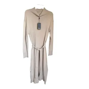 NWT Rails Wool Blend Mila Tie Waist Turtleneck MIdi Sweater Dress Taupe S thumbnail 9
