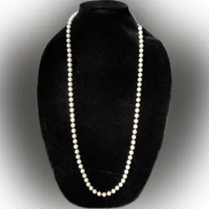 Tahari Beaded Necklace set in White and Tan/peach 36” freestyle thumbnail 5