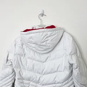 [Spyder] White Winter Puffer Ski Snowboard Jacket Hooded Rainbow Seams Size 4 thumbnail 4
