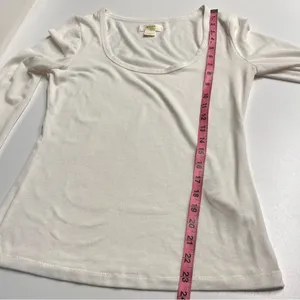 Imperfect Maeve by Anthropologie top long sleeved cream scoop neck‎ top minimal thumbnail 6