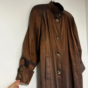 Vision Women's Long Sleeve Button Front Coat Bronze‎ Metallic Sheen Size M Brown Size L thumbnail 8