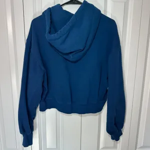 Garage Hoodie XXS/XS Blue Cropped Fleece Long Sleeve Sweatshirt‎ Ribbed Panel thumbnail 4