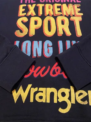 Wrangler Organic Cotton Crew Graphic Western Rodeo Cowboys Sweatshirt Size M thumbnail 4