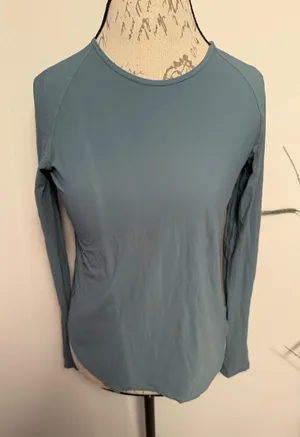 Lululemon Play Off The Pleats Long Sleeve‎ Teal Blue Shirt Athletic Yoga Read thumbnail 1