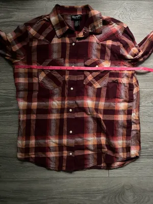 Wrangler Retro Orange Maroon Cotton Pearl Snap Cowgirl Western Fall Flannel M thumbnail 7