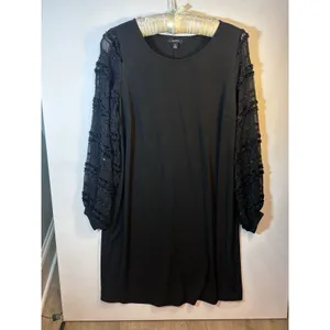 Alfani Women’s 2X Black Shimmer Sleeves Shift Dress NWT Plus Size Cocktail Dress thumbnail 2