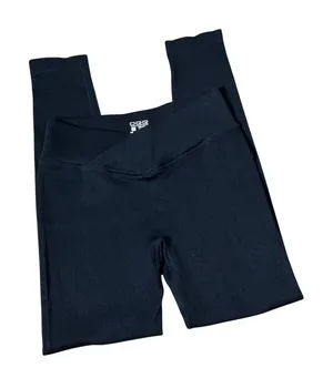 OQQ Ribbed Crossover V-Waist Legging Women L Black Yoga Activewear Seamless High thumbnail 1