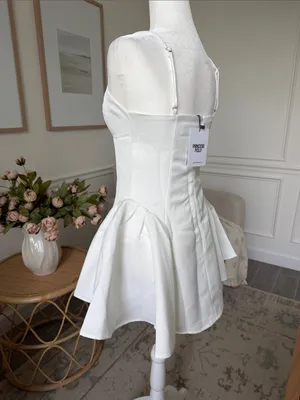 Princess Polly Alympia White Drop Waist Satin Bachelorette Mini Dress NWT thumbnail 10