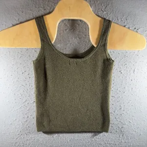 1619 | A‎ New Day Ribbed Knit Scoop Neck Crop Tank Top Olive Green Womens XS thumbnail 2