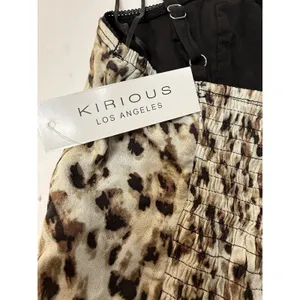 Kirious Crop‎ Tank Top Leopard Womens Size Small Coachella Indie Fairy Brown New thumbnail 9