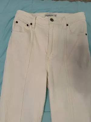 Abercrombie Ultra High Rise 90s Straight Jean Cream 25 Long thumbnail 6