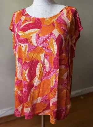 Cynthia Rowley Women's 100% Linen Botanical Floral Top Blouse Cottage Boho Sz L thumbnail 1