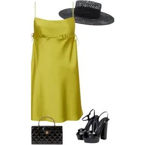 Rumored Meadow Mini Dress LARGE‎ Square Neck Green Satin Empire Cocktail NEW thumbnail 2