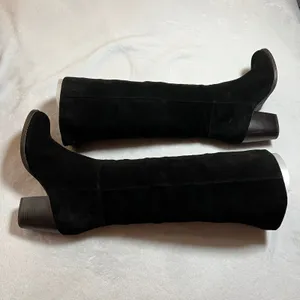 Crevo Atty Knee High Tall Boot Black Suede Stacked Heel Size 7.5 Minimalist Boho thumbnail 5