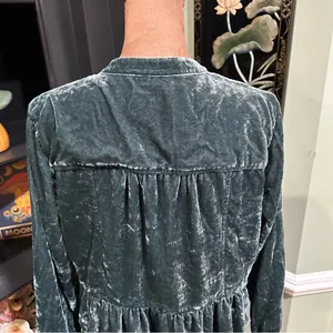 Anthropologie Holding Horses Green Crushed Velvet Babydoll Shirt Dress Size Smal thumbnail 10