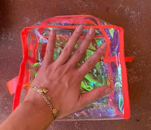 Free People NEW clear metallic crone makeup cosmetic bag thumbnail 5