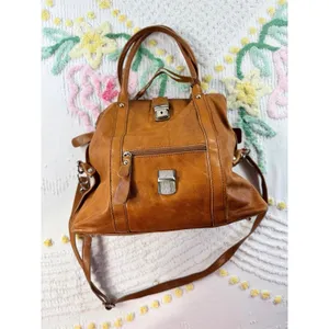 Borse‎ in Pelle Italian Cognac Brown Leather Satchel Crossbody Bag thumbnail 5