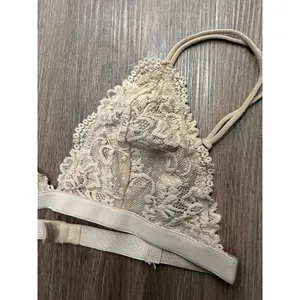Nollie Womens Floral Lace Triangle Bralette Beige‎ Tan Size L Adjustable Straps thumbnail 3
