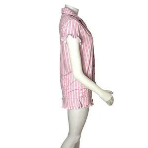 LAURA ASHLEY Pajamas Two Piece Short Sleeve Shorts Pink Stripe Size Medium thumbnail 4