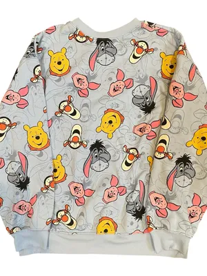 Disney Winnie The Pooh Sweatshirt Med 8-10 Blue Pooh, Tigger, Eeyore, Piglet thumbnail 2