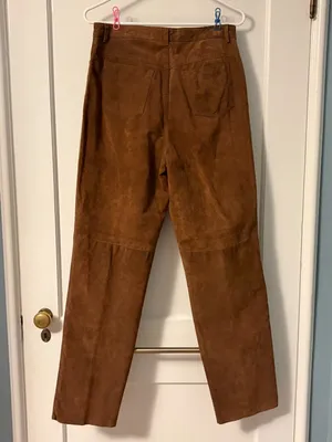 Bushwacker VTG 100% genuine leather pants brown high rise straight leg classic thumbnail 3