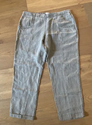 C&C California Linen Lyocell Cropped Pull On Pants Gray Size Large thumbnail 1