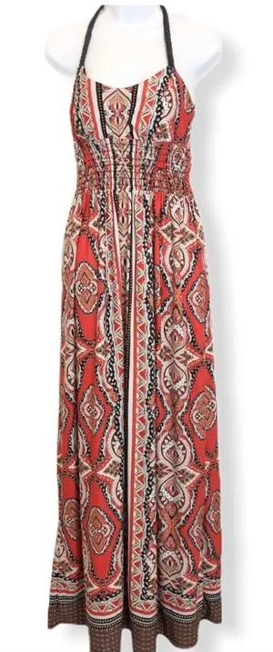 Takara Long Maxi cottagecore Dress w/ beautiful braided straps y2k geometric thumbnail 1