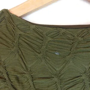 See You Monday Textured Scrunch Top Womens S Olive Green Long Sleeve Grunge 90s thumbnail 9
