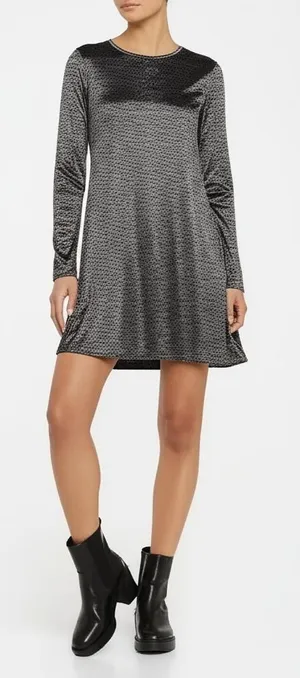 Gap Womens Metallic Silver Black Shimmering Glitter Baby‎ Doll Dress Size M thumbnail 1