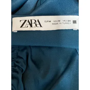 Zara Green Silky Satin Ruched V Neck Long Sleeve Mini Flare A-Line Dress Size M thumbnail 5
