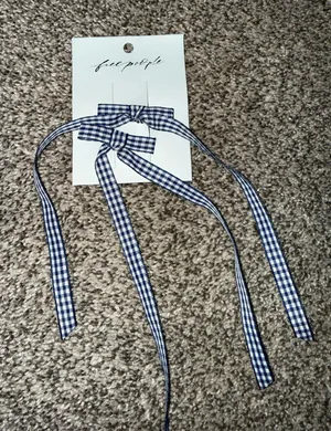 Free People Jordie Bow Gingham Ribbon Hair Clips Set thumbnail 1