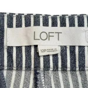LOFT The Riviera Slim Pants Women 12P‎ Navy White Stripe Nautical Anchor Button thumbnail 6