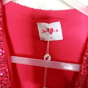 NWT Body Love Hot Pink Sequin Wrap Long Sleeve Party Dress LG holiday bling midi thumbnail 7