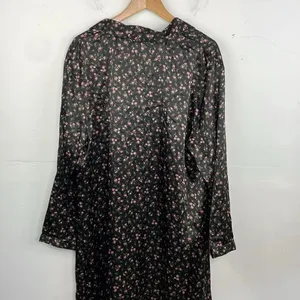 Morgan Taylor Intimates Floral Black sleep night gown button down size 2X XXL thumbnail 6