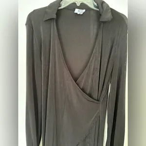 Princess Polly Faux Wrap Long Sleeve Dress Size 6 Black thumbnail 10