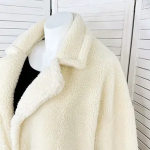 Pretty Little Thing Faux Sherpa Double Breasted Teddy Coat Cream 10 Borg‎ Lapel thumbnail 8