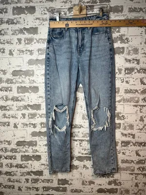 American Eagle | women mom straight distressed denim jeans thumbnail 6